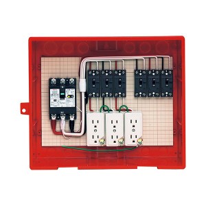 未来工業 【RB-14AO4】赤色 屋外電力用仮設ボックス (漏電しゃ断器・分岐ブレーカ・コンセント内蔵) 30mA 341×435×187