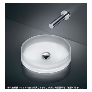 ###TOTO セット品番【MR700+TLE24SM1A】カウンター式洗面器 ベッセル式 クリスタルボウル 台付自動水栓 アクアオート 壁排水金具(Pトラッ