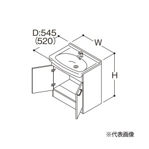 ###TOTO【LDSAS075AAGYG1】ミドルクラス 洗面化粧台 Aシリーズ 2枚扉 アクアオート(自動水栓) 壁給水 洗面ボウル高さ750 間口750mm 受注