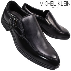 MK ミッシェルクラン MN3003 ブラック 25cm〜27cm メンズ ビジネスシューズ 黒靴 革靴 紐なし靴 紳士靴 本革