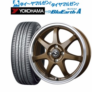 サマータイヤ ホイール4本セット BADX エスホールド S-7S ブロンズ/リムポリッシュ 14インチ 5.5J ヨコハマ BluEarth ブルーアース A (AE