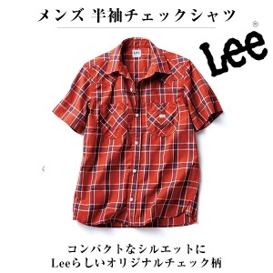 FACE MIX フェイスミックス Lee メンズ ウエスタンヨーク柄 チェック半袖シャツ リー ブルー ネイビー ホワイト レッド S M L XL XXL lcs