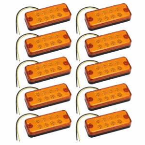 【10個セット】 LEDサイドマーカー イエローアンバー 高輝度LED 8灯 汎用サイドランプ 耐衝撃 防水仕様  MKLED24-10SET