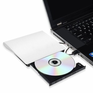 USB3.0 ポータブル外付けドライブ DVD±RW CD-RW 光学式  流線型 Window/Linux/Mac OS対応 超スリムオシャレスタイル  USBDVD30