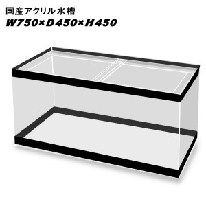 国産アクリル水槽W750×D450×H450　重合接着　帯有り【同梱不可】【送料要問い合わせ】【アクリル水槽】　  【水槽/熱帯魚/観賞魚/飼育