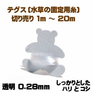 ゆうパケット290円テグス(釣り糸)透明 0.28mm　切り売り1m〜 しっかりとしたハリとコシ 