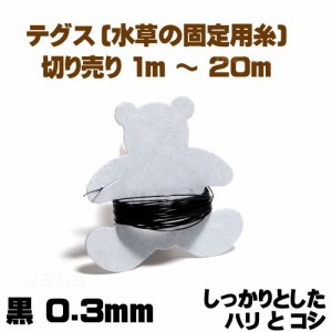 ネコポス290円テグス(釣り糸)　黒 0.3mm　切り売り1m〜 しっかりとしたハリとコシ  【水槽/熱帯魚/観賞魚/飼育】【生体】【通販/販売】【