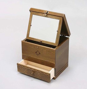 メイクボックス コスメティック 木製 鏡 ナチュラルウッド 縦型 コスメボックス ロングミラー木製 アンティーク フレンチカントリー