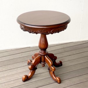 サイドテーブル 丸テーブル ラウンドテーブル コーヒーテーブル カフェテーブル コンソール 花台 マホガニー 木製 天然木 おしゃれ