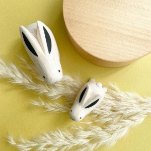 親子 うさぎ ウサギ ラビット rabbit インテリア 置物 木彫り 木製 動物雑貨