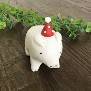 サンタ ブタ Pig ぶた 豚 クリスマス 雑貨 置物  おしゃれ 可愛い 木彫り