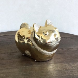 駒猫金色貯金箱