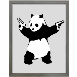  Banksy/バンクシー Panda with Gunsパンダ ウィズ ガンズ アート パネル 壁掛けアート 近代アート 木製フレーム ウォールアート インテ