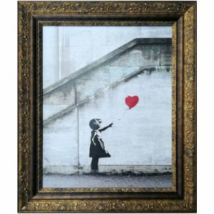  Banksy/バンクシー Love is in the Bin ガールウィズバルーン アート パネル 壁掛けアート 近代アート 木製フレーム ウォールアート イ