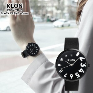 KLON/クローン EDDY TIME BLACK FRAME 40mm デザインウォッチ 腕時計 渦を巻く数字のデザインが印象的なおしゃれな腕時計 黒文字盤 フレ