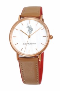 クーポン配布中!! US POLO ASSN ユーエス ポロ US-1A-CA USPA WATCH 時計 レディース メンズ ユニセックス ホワイトシェル キャメル レッ