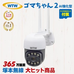 塚本無線 防犯カメラ ゴマちゃん2 WTW-E2305S 相性確認済microSDカードセット 365万画素 屋外 パンチルト SDカード録画 防水 監視カメラ 