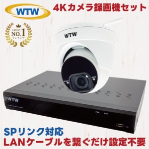 塚本無線 4K 防犯カメラセット SPリンク 800万画素 音声録音 ドーム WTW-PDRP4630ESD3 WTW-NV404EP6