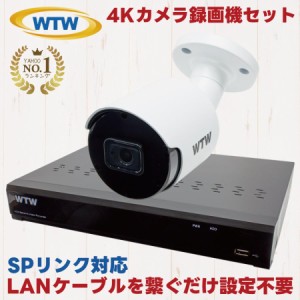 塚本無線 4K 防犯カメラセット SPリンク 800万画素 音声録音 マイク付 ホワイト WTW-PRP9020EASD3 WTW-NV404EP6