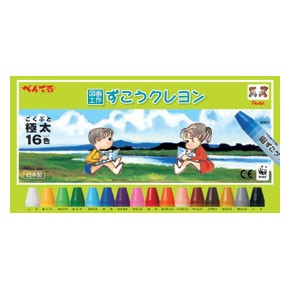  【メール便対応/2個まで】 ぺんてる ずこうクレヨン（極太）16色 PTCG1-16