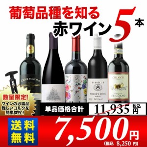 送料無料 葡萄品種を知る赤ワイン5本セット