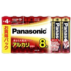 【パナソニック】アルカリ乾電池単四形8本入り【シュリンク包装】 LR03XJ/8SW☆家電 ※お取り寄せ商品