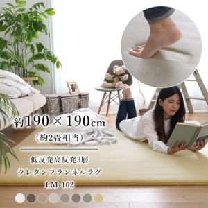 低反発 高反発 3層ウレタン フランネルラグ 【190×190cm】 LM-102 トシシミズ Natural Posture