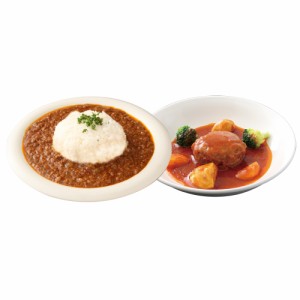 カレーハンバーグセット 豚なんこつキーマカレー＋ハンバーグ 各1個セット 白神屋 常温 秋田 能代 ご当地 コラーゲン お取り寄せ グルメ