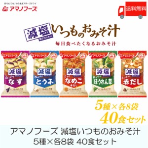 味噌汁 フリーズドライ アマノフーズ 減塩いつものおみそ汁 40食セット (5種×各8袋) 送料無料