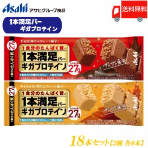 一本満足バー ギガプロテイン チョコ・キャラメル 各9本 合計18本 送料無料 (1本満足バー プロテインバー)