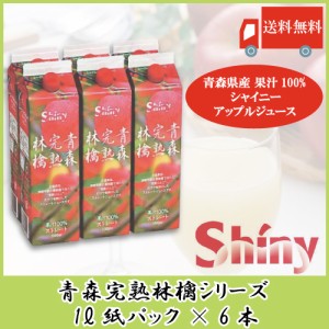 送料無料　青森りんごジュース 紙パック シャイニーアップルジュース 青森完熟林檎 1L×6本