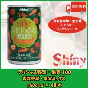 野菜ジュース 無添加 シャイニー デリシャス野菜果実100 青森県産 限定 野菜・果実ミックスジュース 160g缶×48本