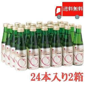 送料無料 シャイニー スパークリングアップル 200ml瓶　24本入×2箱【48本】 青森県産 りんごジュース