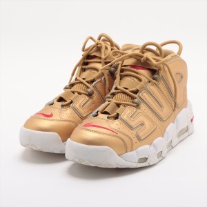 ナイキ×シュプリーム AIR MORE UPTEMPO レザー ハイカットスニーカー 28cm メンズ ゴールド 902290-700 替えヒモ有