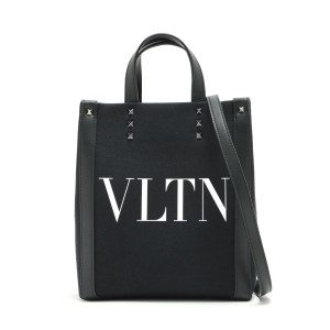 ヴァレンティノガラヴァーニ VLTN キャンバス×レザー 2WAYハンドバッグ ブラック