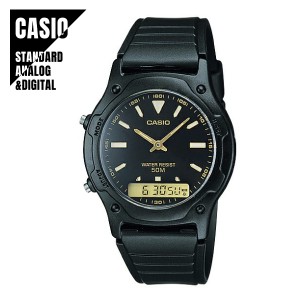 【即納】CASIO STANDARD カシオ スタンダード アナデジ チプカシ チープカシオ ゴールド×ブラック AW-49HE-1A 腕時計 メンズ レディース