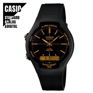 CASIO STANDARD カシオ スタンダード アナデジ チプカシ ゴールド×ブラック AW-90H-9E 腕時計 メンズ レディース 送料無料