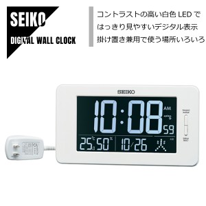 SEIKO セイコー デジタル掛置兼用時計 電波修正機能 高コントラスト液晶 フルオートカレンダー 温湿度表示 DL216W