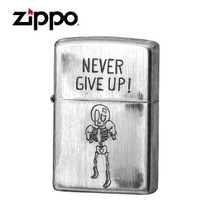 【即納】ZIPPO ジッポー オイルライター ユーズドフィニッシュ 2UDS-GIVEUP レギュラー シルバー 正規品 送料無料