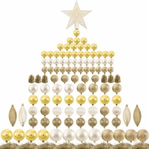 クリスマスツリー ボールオーナメントセット ゴールデン 119ピース Ogrmar クリスマス装飾品