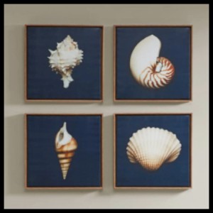【Madison Park】wall deco 絵画 キャンバス Seashells 4pc Blue
