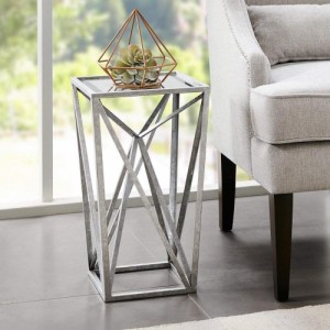 Madison Park Zee Silver Angular Mirror Accent Table マディソンパーク ミラー テーブル シルバーアメリカ輸入家具　アメリカ輸入雑貨