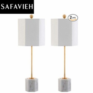 【Safavieh】テーブルランプ 大理石 2個セット White/Gold Leaf