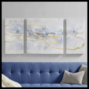 【Madison Park】wall deco 絵画 Embellished 3pc Blue/Gold