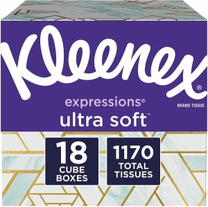 クリネックス ティッシュ Kleenex ウルトラソフトティッシュ キューブ 18箱入り 65枚