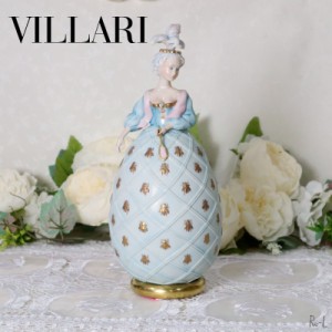 イタリア製　VILLARI　ヴィラリ シルビアエッグ　貴婦人の置物　ブルー　ポーセリン　置物 