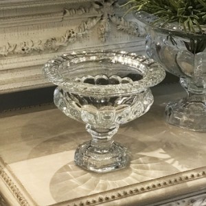 【クリアガラスコンポート Mサイズ】  フラワーベース 花器 花瓶 ディスプレイ 小物 おしゃれ かわいい シンプル オブジェ クリスタル 置