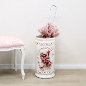 イタリア製 陶花 アンブレラスタンド  レインラック ピンク インテリア プレゼント ギフト おしゃれ かわいい お祝 贈り物 傘立て 陶器 