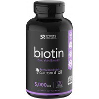 Sports Research Biotin hair, skin & nails ココナッツオイル　5,000 mcg 120粒