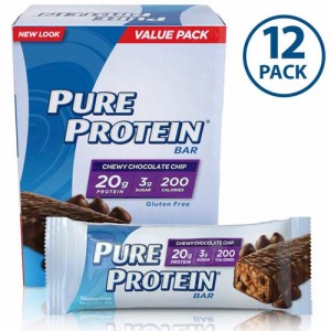 Pure Protein ピュアプロテイン・バー　Chewy Chocolate Chip 50g×12本（プロテイン20g 200cal)